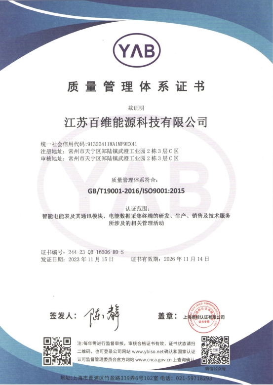 Quality Management System Certificate