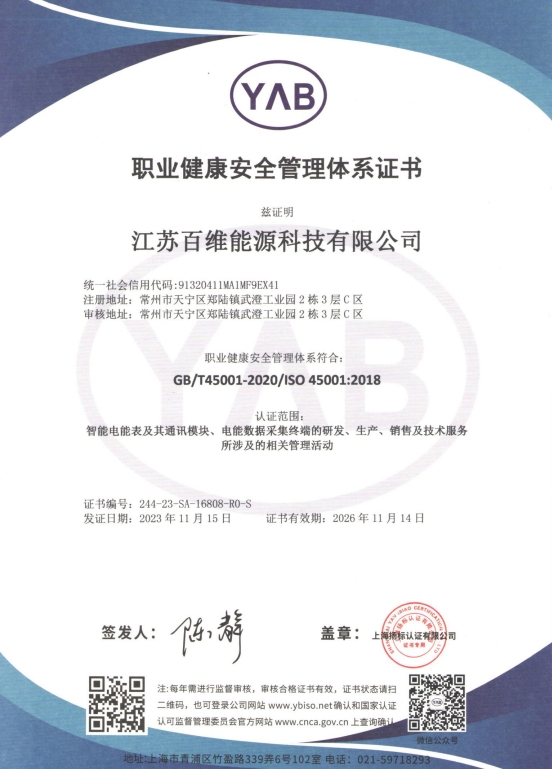 Occupational Health and Safety Management System Certificate